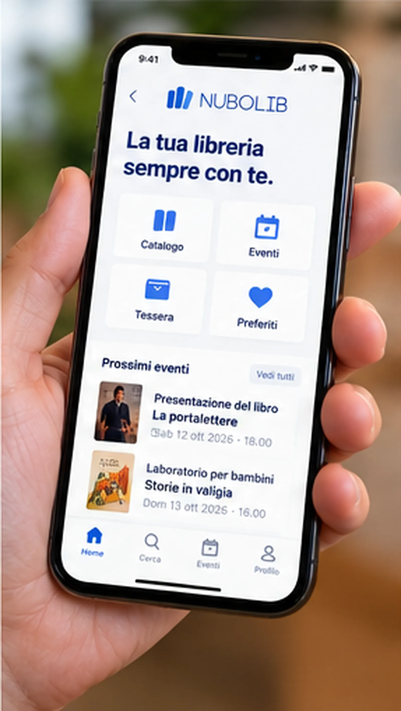 Immagine generata con IA: Smartphone con l'app della libreria
